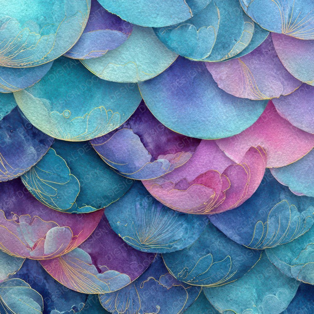 Mermaid Scale Coral Digital Paper Pack (DDD007677)
