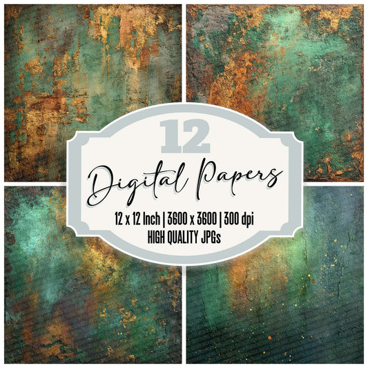 Metal Bronze Patina Digital Paper Pack (DDD002483)