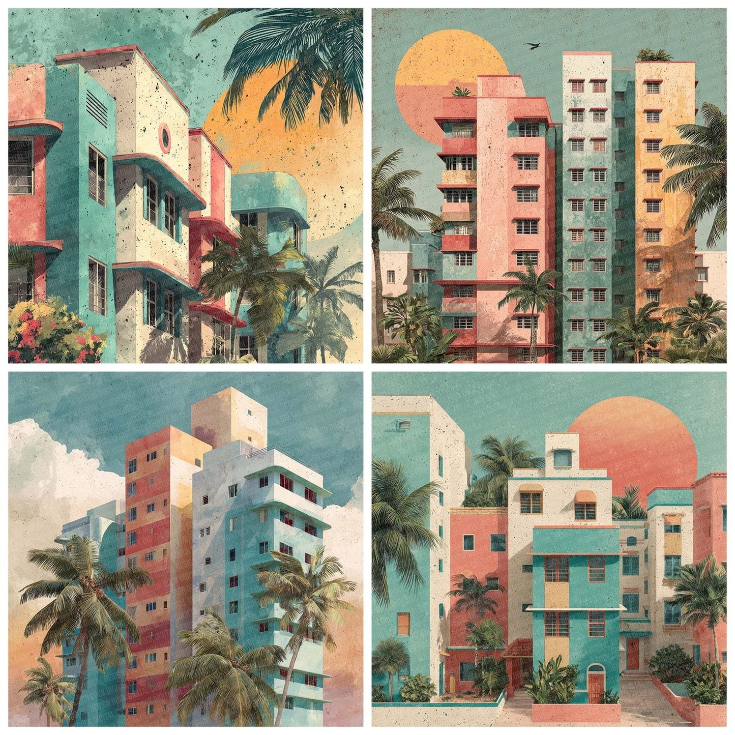 Miami Deco Sunset Digital Paper Pack (DDD002492)