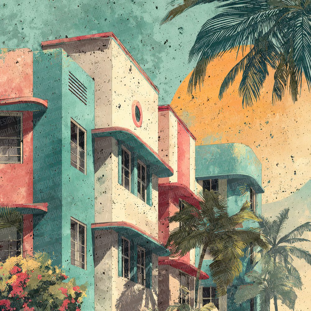 Miami Deco Sunset Digital Paper Pack (DDD002492)
