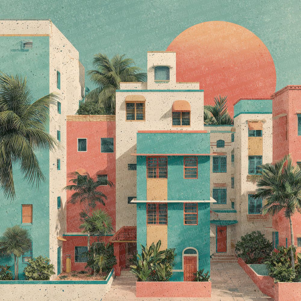 Miami Deco Sunset Digital Paper Pack (DDD002492)