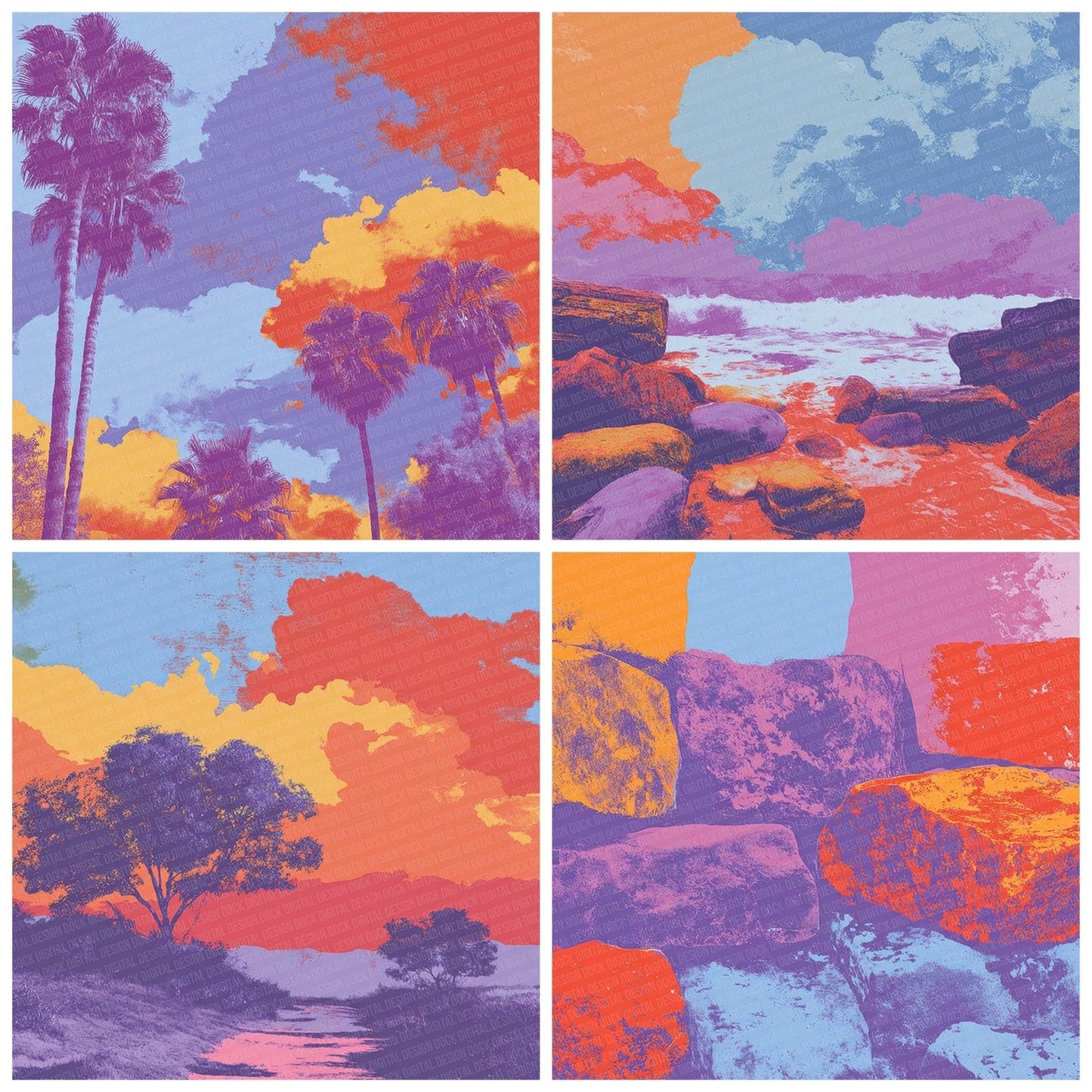 Miami Pop Skies Digital Paper Pack (DDD002494)