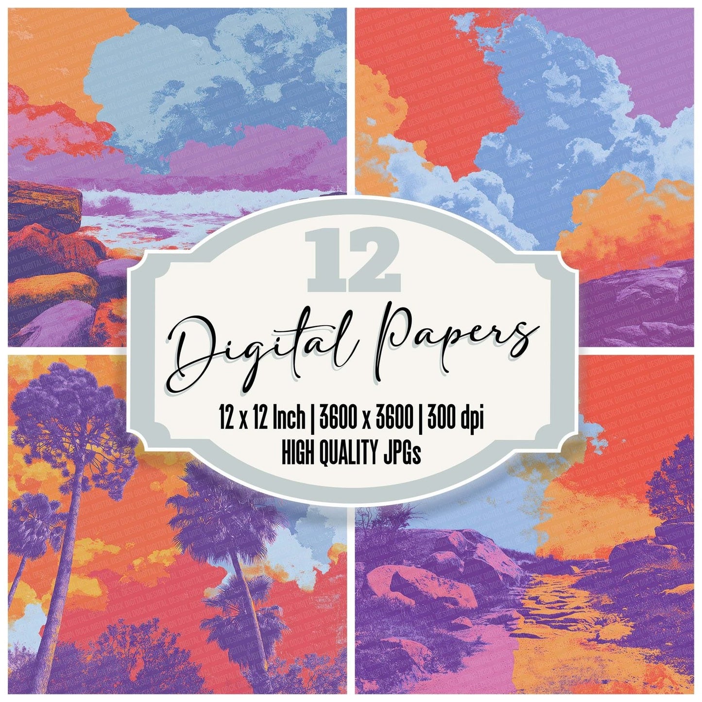 Miami Pop Skies Digital Paper Pack (DDD002494)