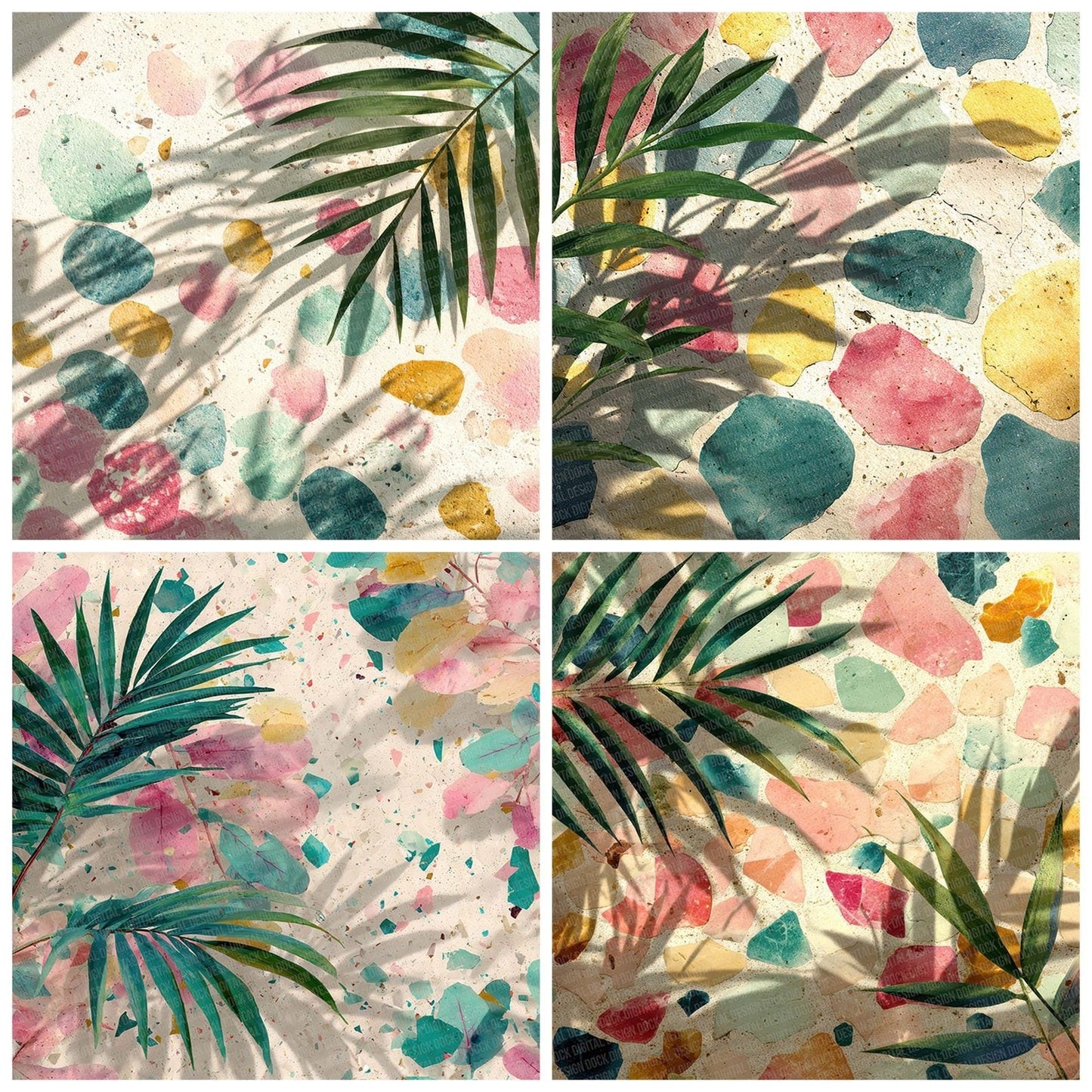 Miami Terrazzo Palm Digital Paper Pack (DDD002496)