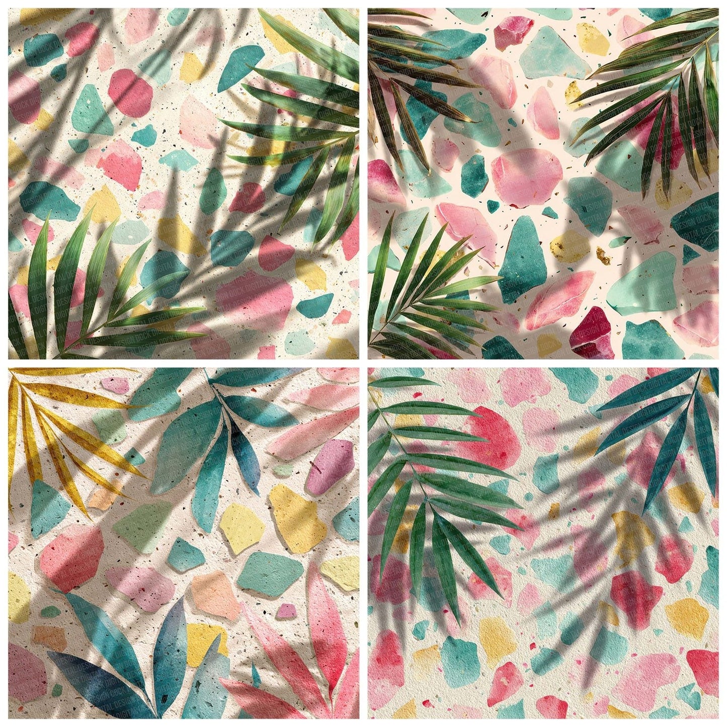 Miami Terrazzo Palm Digital Paper Pack (DDD002496)
