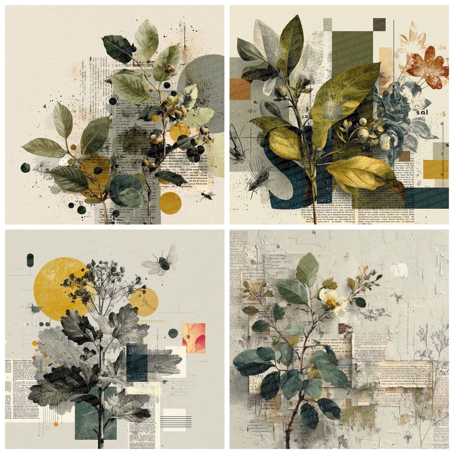 Midcentury Nature Peel Digital Paper Pack (DDD002498)