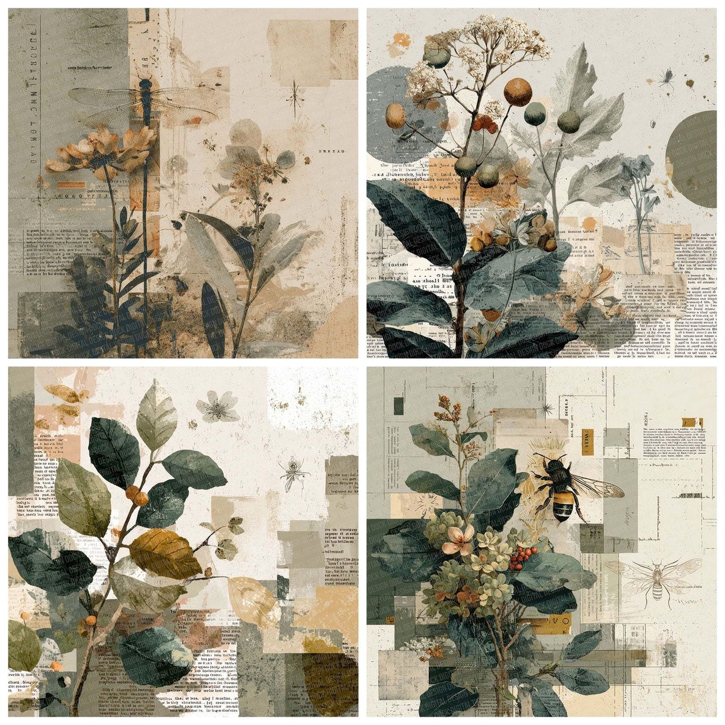 Midcentury Nature Peel Digital Paper Pack (DDD002498)