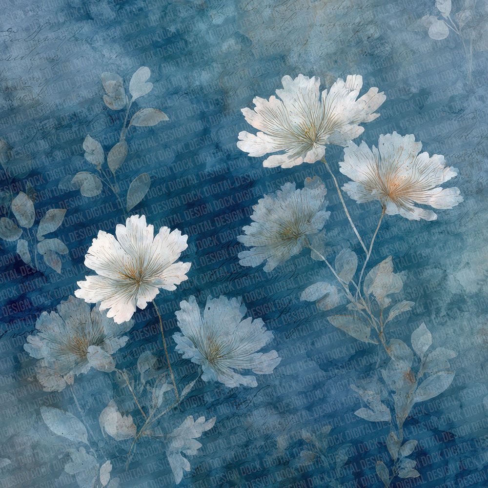 Midnight Fog Watercolour Wash Floral Digital Paper Pack (DDD002509)