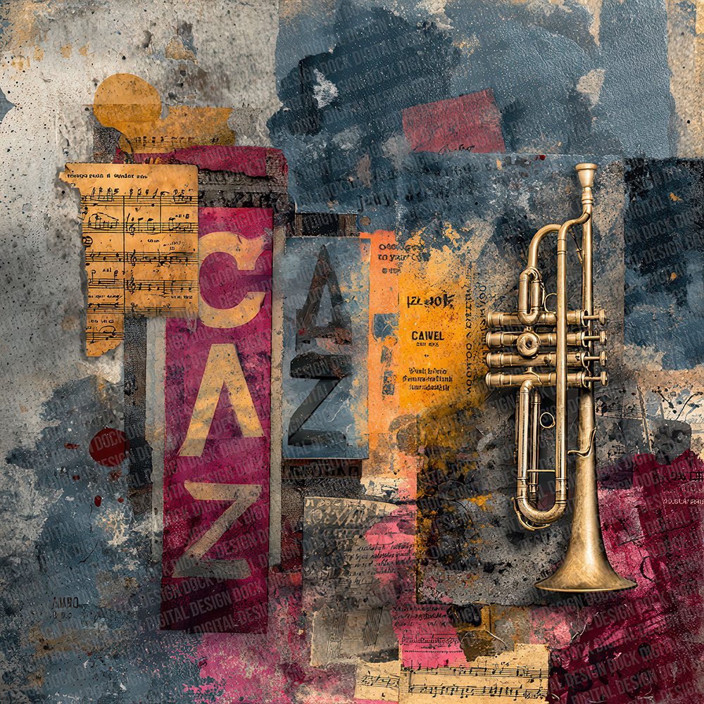 Midnight Jazz Collage Digital Paper Pack (DDD002511)