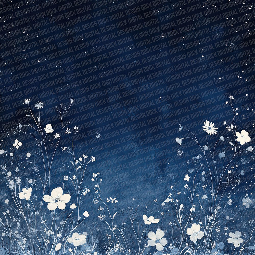 Midnight Silver Bloom Digital Paper Pack (DDD002513)