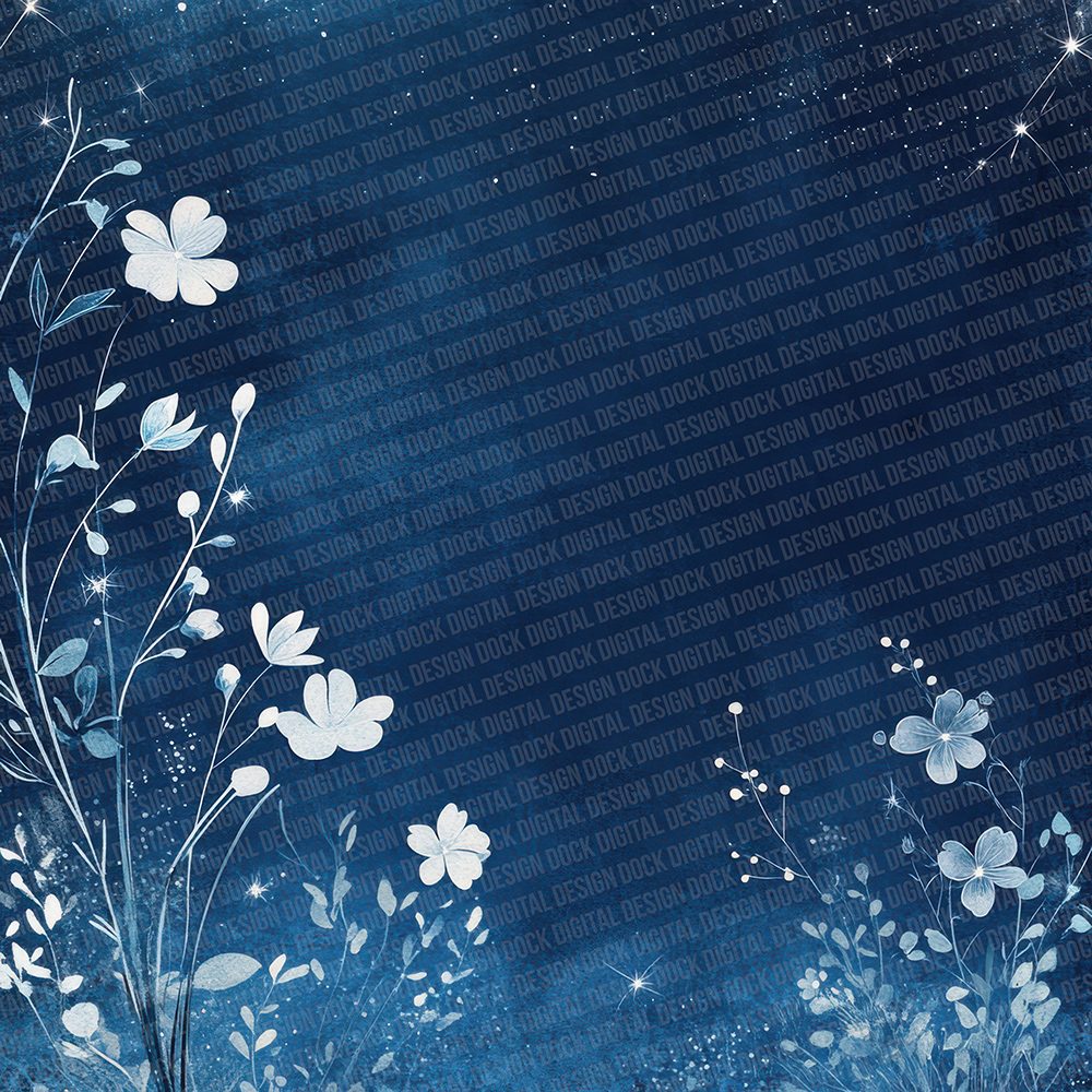 Midnight Silver Bloom Digital Paper Pack (DDD002513)