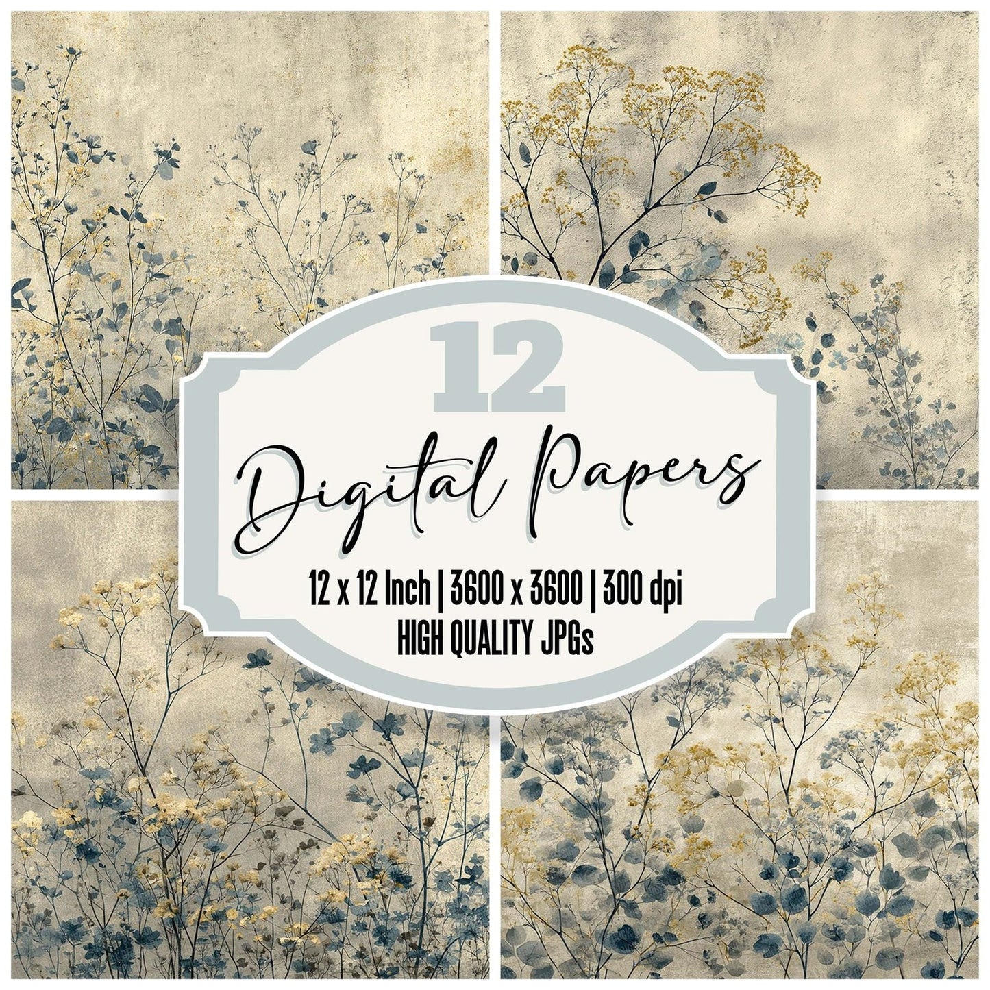 Minimal Botanical Ink Digital Paper Pack (DDD002521)