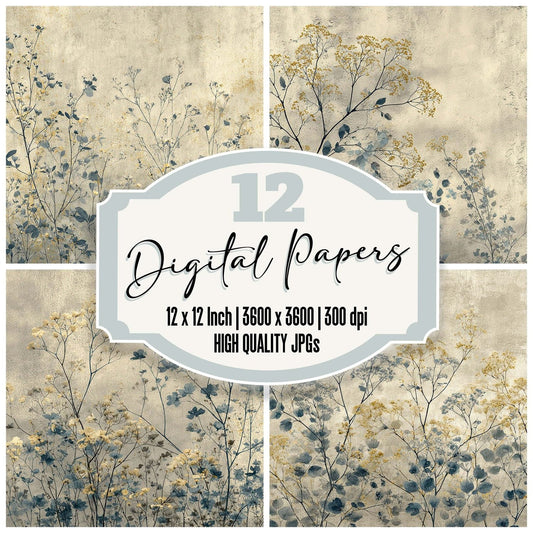 Minimal Botanical Ink Digital Paper Pack (DDD002521)