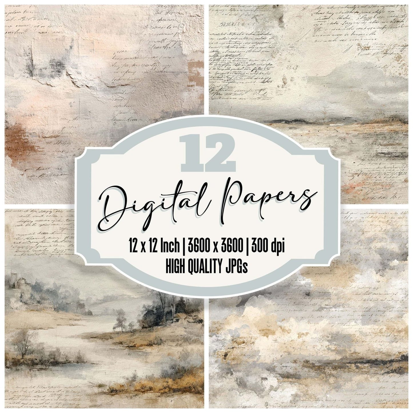 Minimal Calm Art Layers Script Digital Paper Pack (DDD002522)