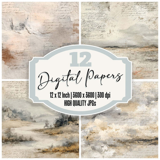Minimal Calm Art Layers Script Digital Paper Pack (DDD002522)