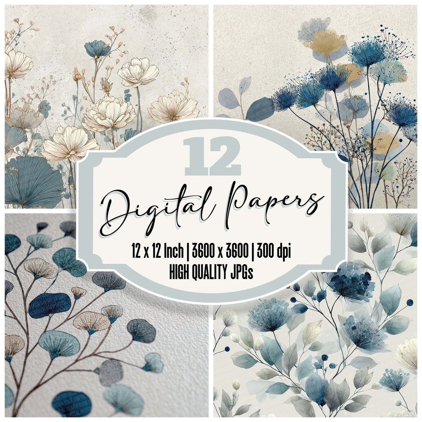 Minimal Ink Botanicals Digital Paper Pack (DDD002525)