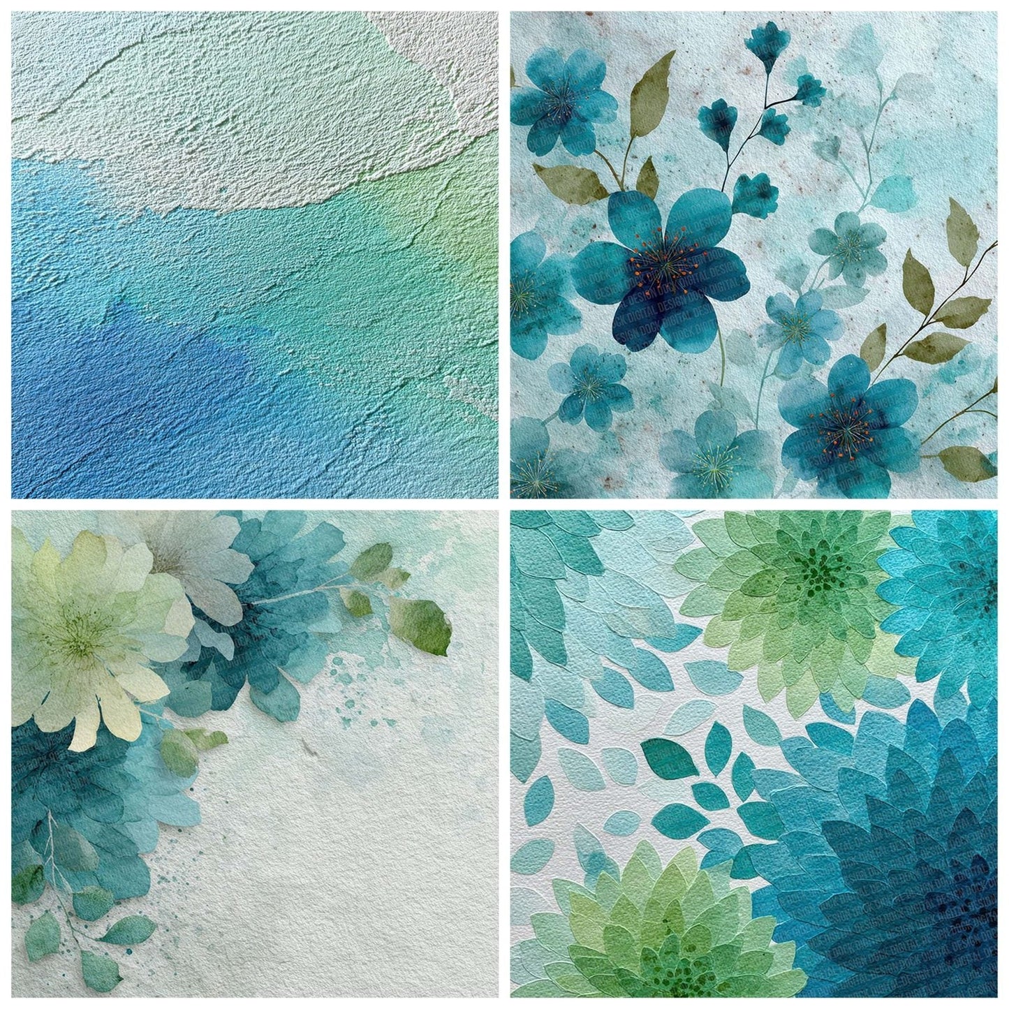 Mint Aqua Soft Digital Paper Pack (DDD002526)