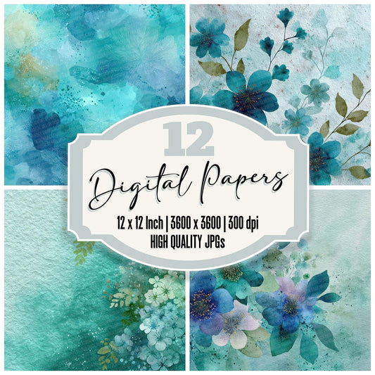 Mint Aqua Soft Digital Paper Pack (DDD002526)