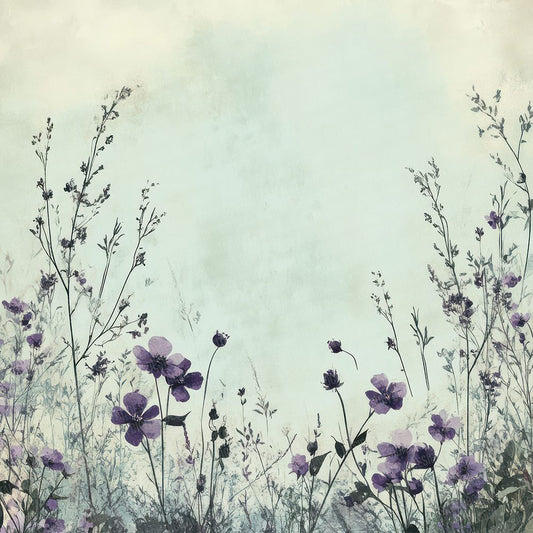 Mint Violet Flower Edge Digital Paper Pack (DDD002545)