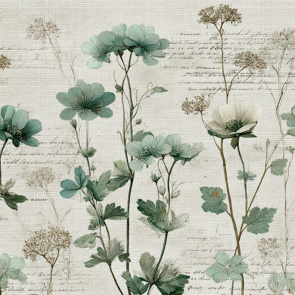 Mint Wildflower Linen Digital Paper Pack (DDD007678)