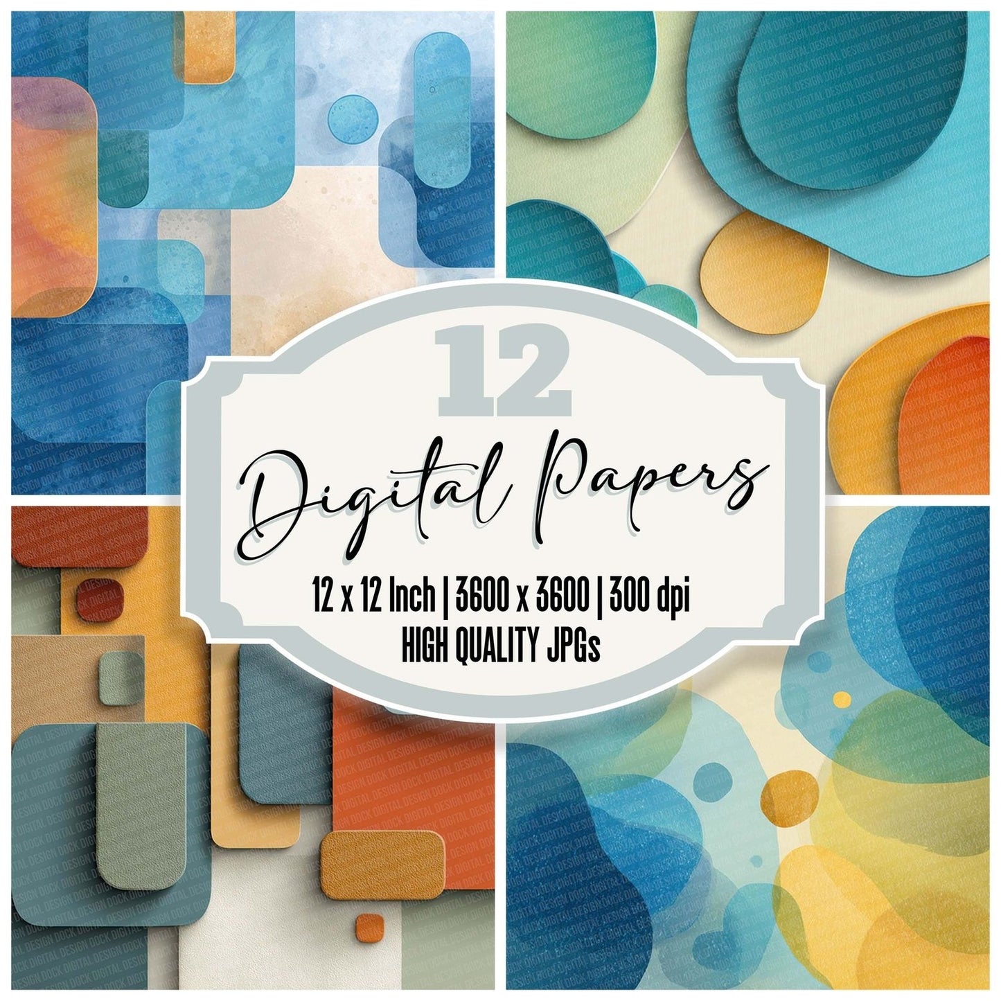 Mist Blue Background Digital Paper Pack (DDD002550)