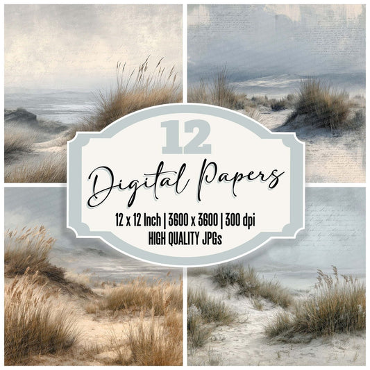 Misty Dune Script Grass Digital Paper Pack (DDD002554)
