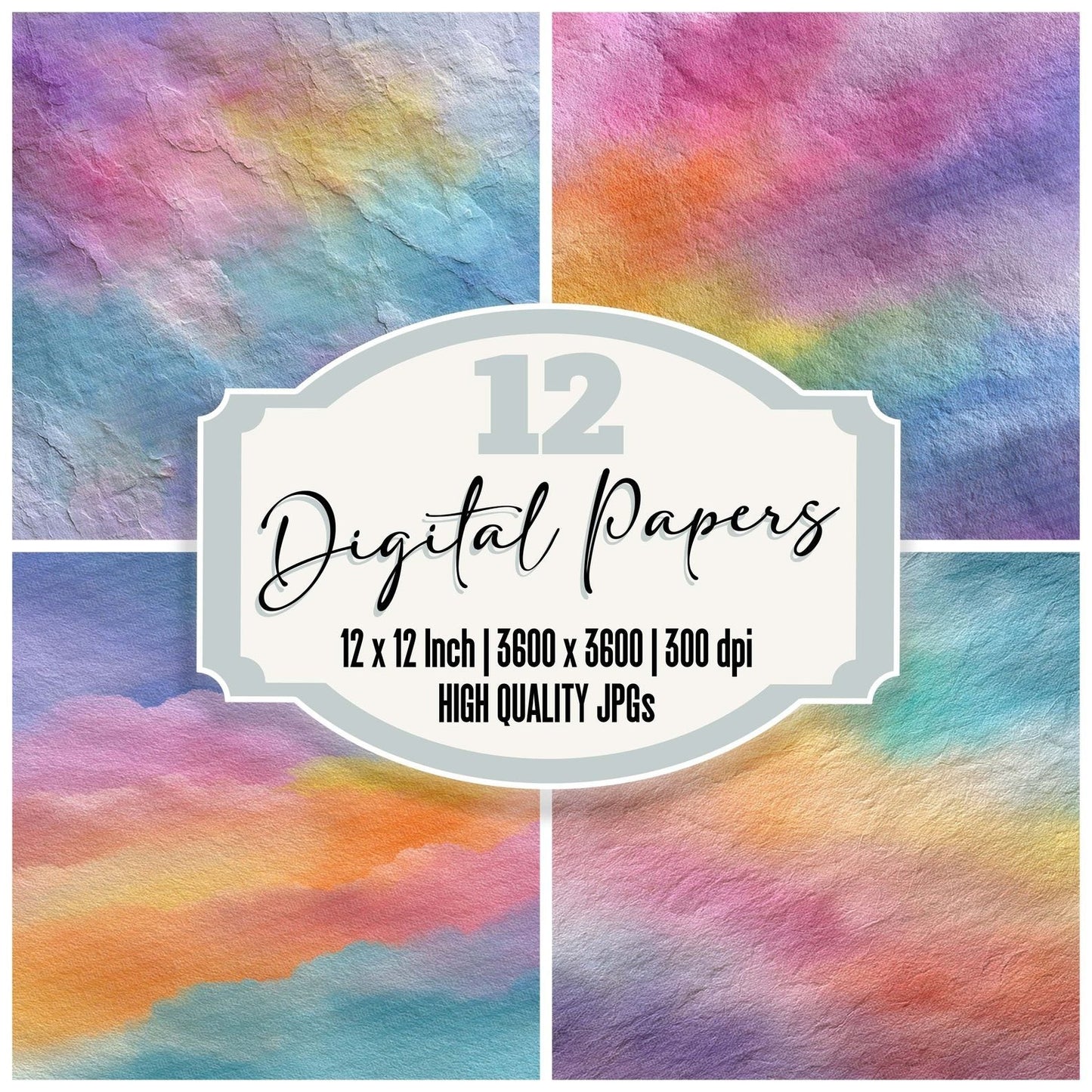 Misty Watercolour Wash Rainbow Digital Paper Pack (DDD002555)