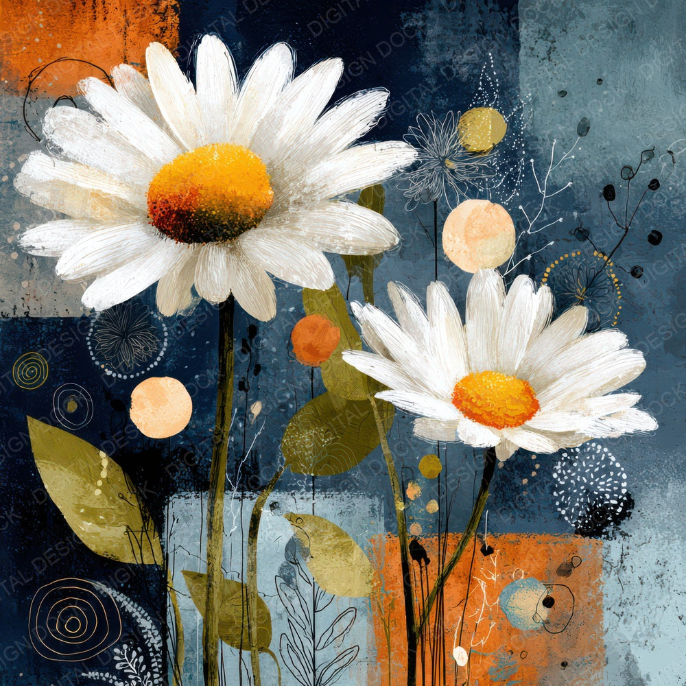 Modern Folk Floral Collage Background Digital Paper Pack (DDD007839)