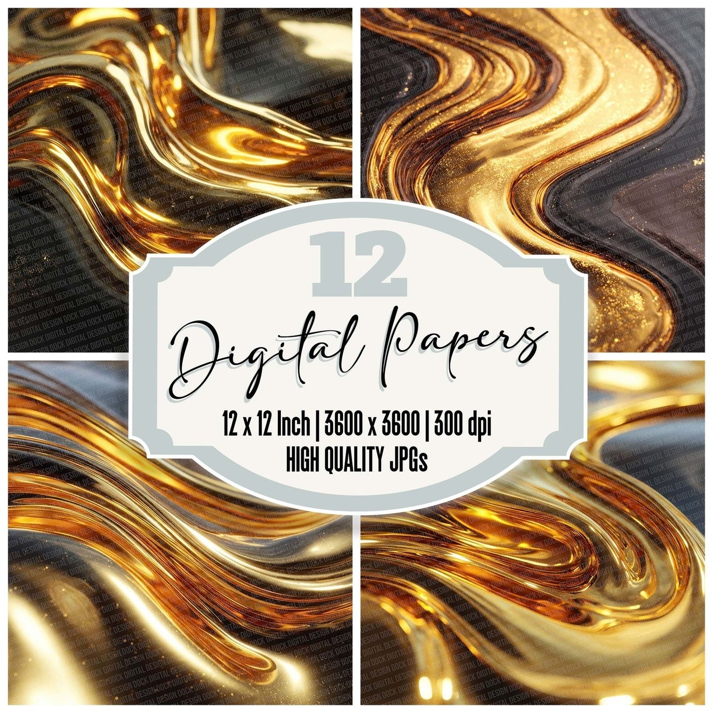 Molten Gold Texture Digital Paper Pack (DDD002567)