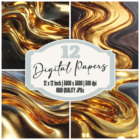 Molten Gold Texture Digital Paper Pack (DDD002567)