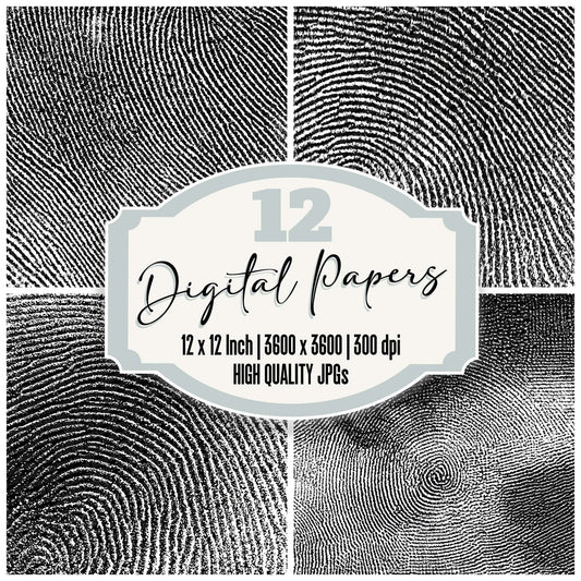 Monochrome Fingerprint Swirl Digital Paper Pack (DDD002576)
