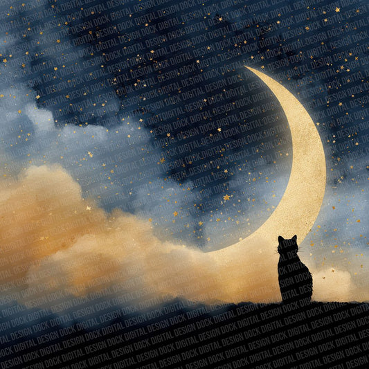 Moon Cat Shadow Digital Paper Pack (DDD002584)