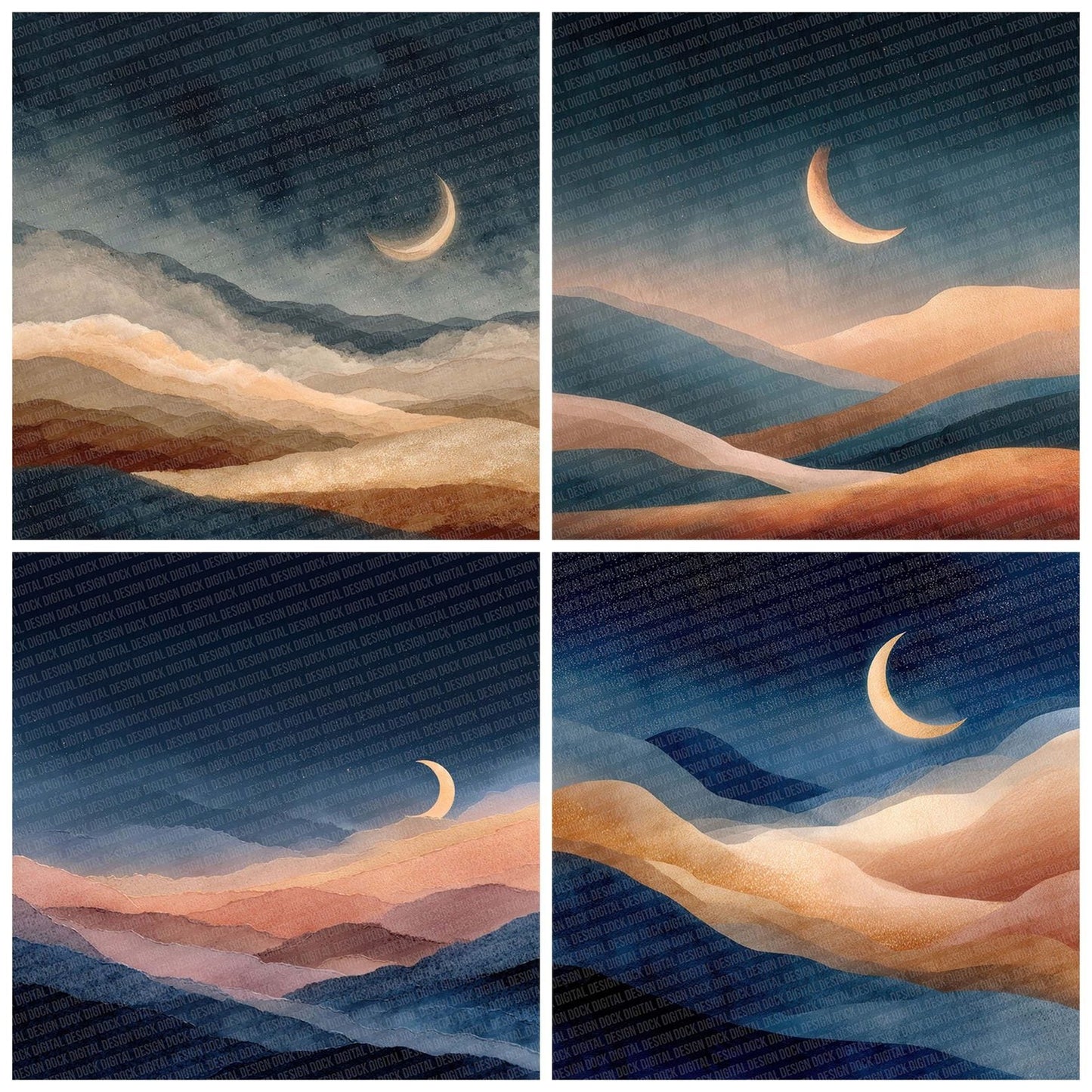 Moonlight Boho Landscape Digital Paper Pack (DDD002595)