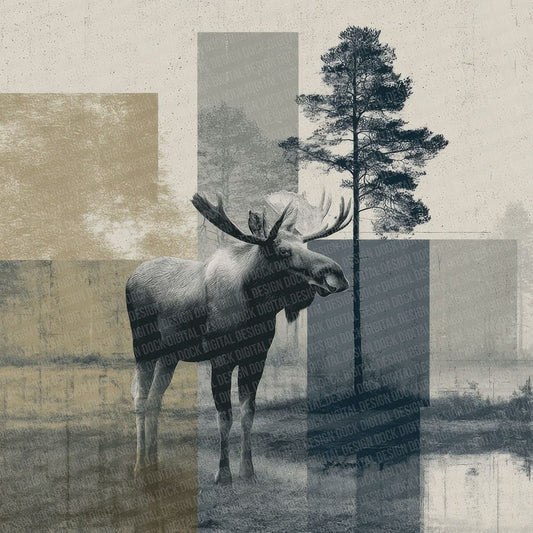 Moose Woodland Moodboard Digital Paper Pack (DDD002599)