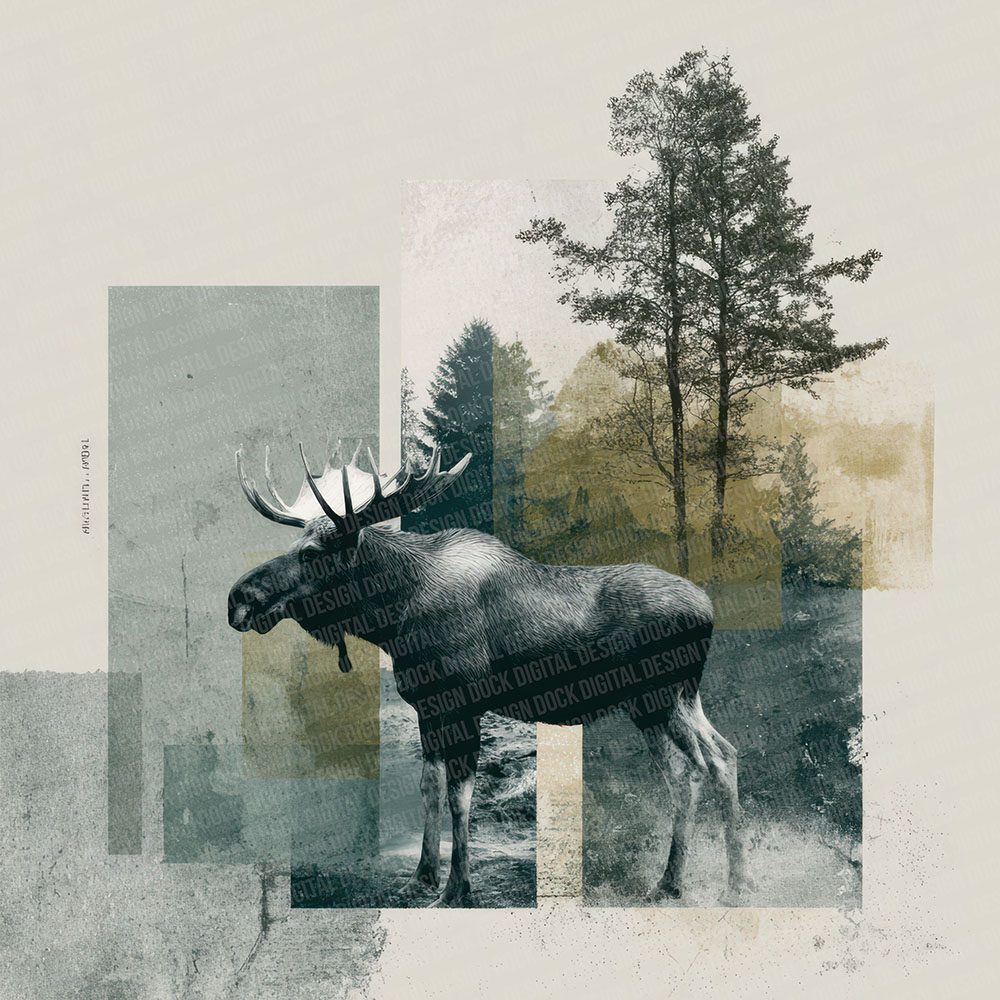 Moose Woodland Moodboard Digital Paper Pack (DDD002599)