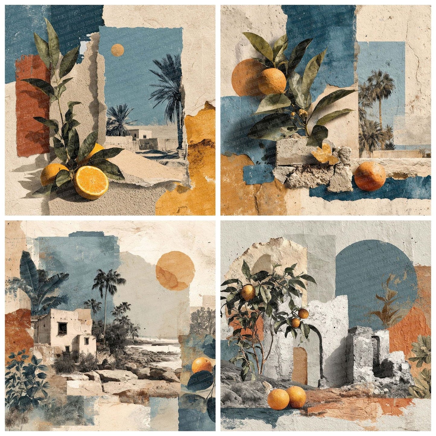 Moroccan Coastal Collage Digital Paper Pack (DDD002600)