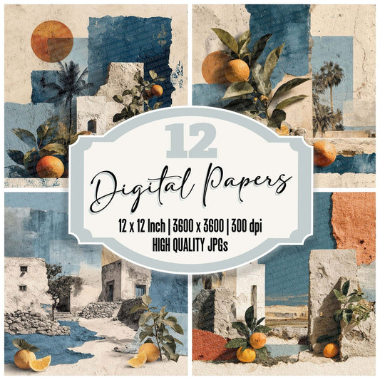 Moroccan Coastal Collage Digital Paper Pack (DDD002600)
