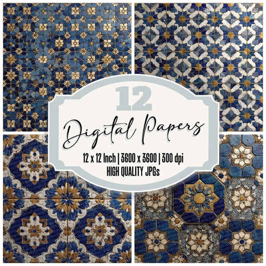 Moroccan Star Tile Pattern Digital Paper Pack (DDD002601)