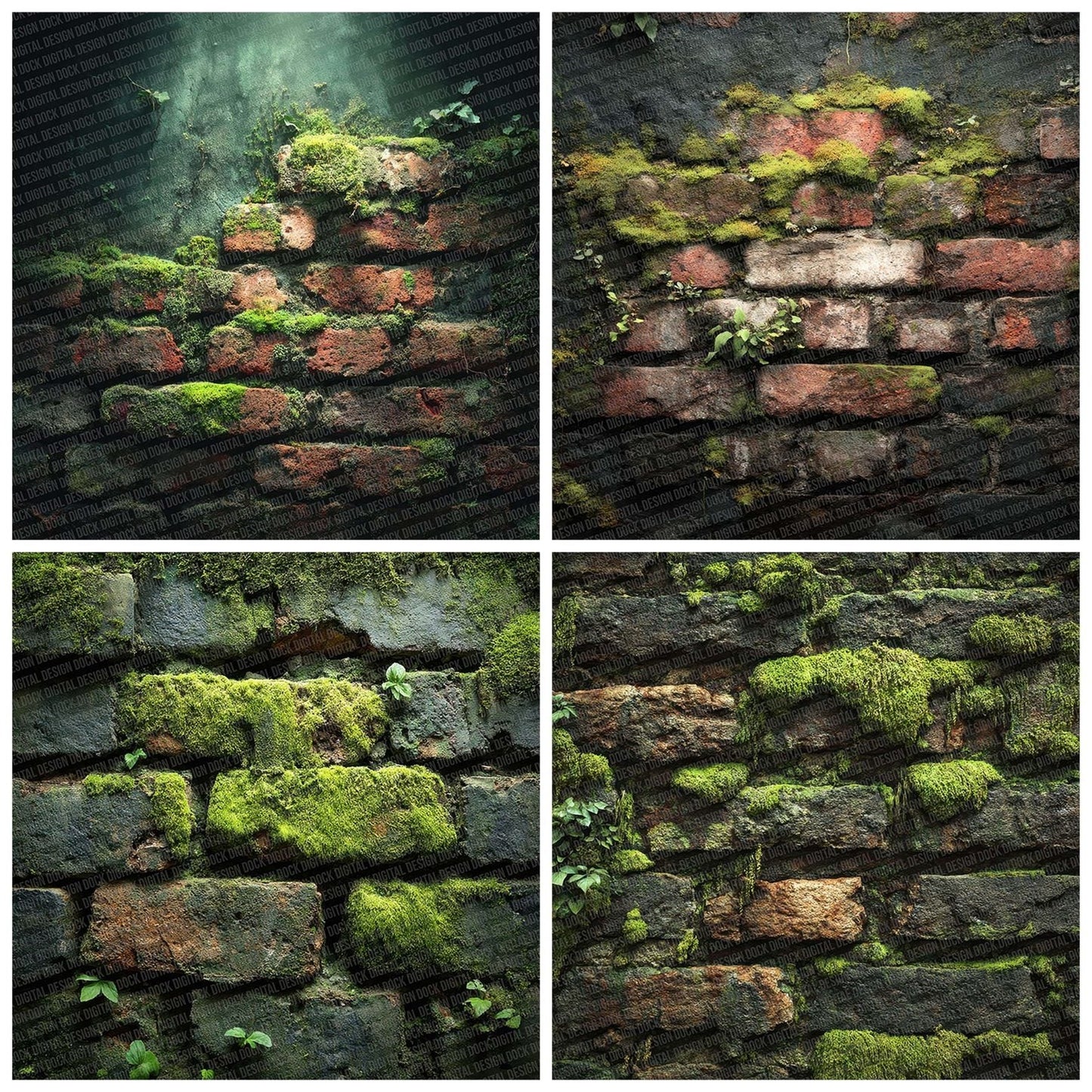 Moss Aged Brick Wall Digital Paper Pack (DDD002604)