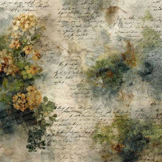 Moss Bronze Fabric Layer Floral Script Digital Paper Pack (DDD002606)