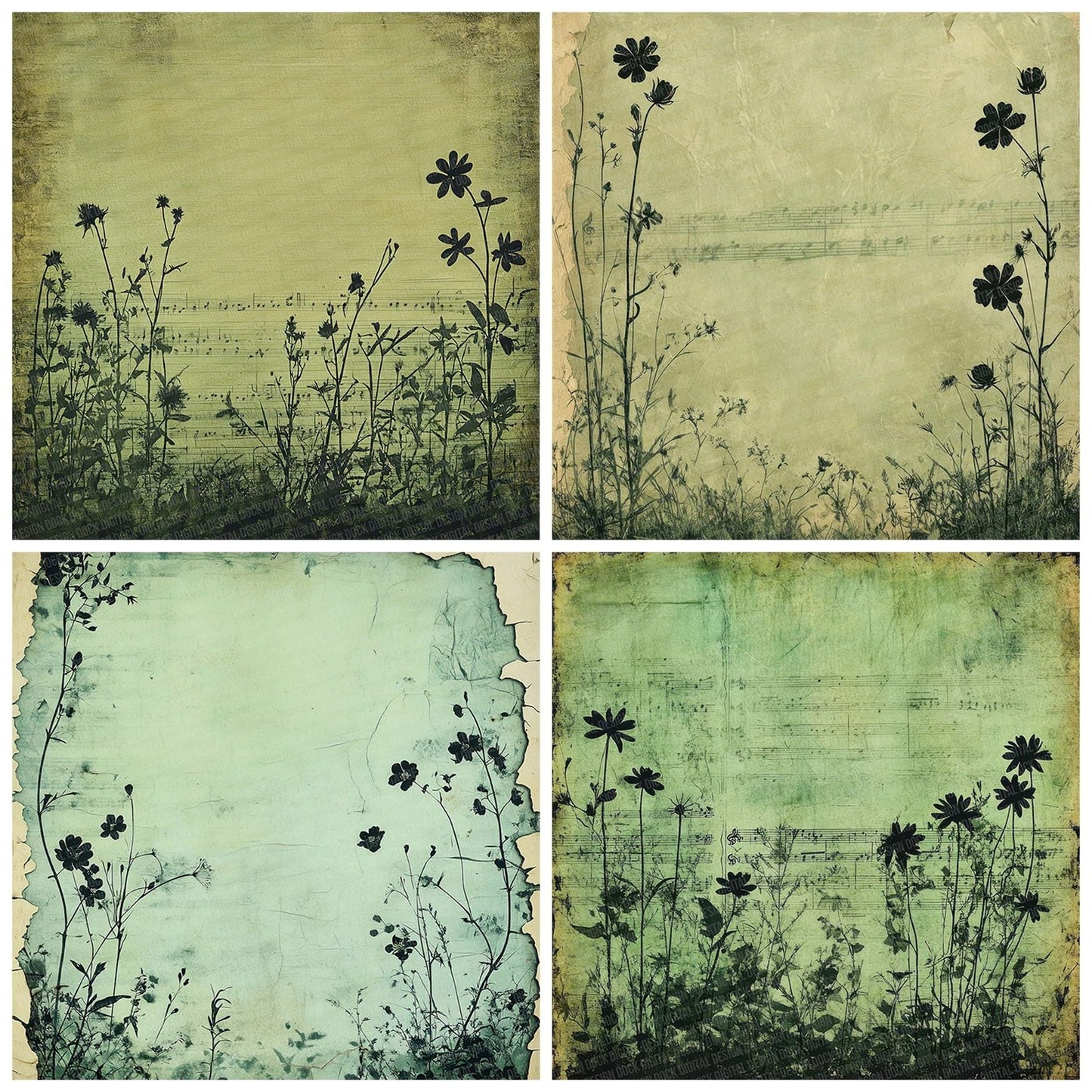 Moss Film Floral Fade Digital Paper Pack (DDD002608)