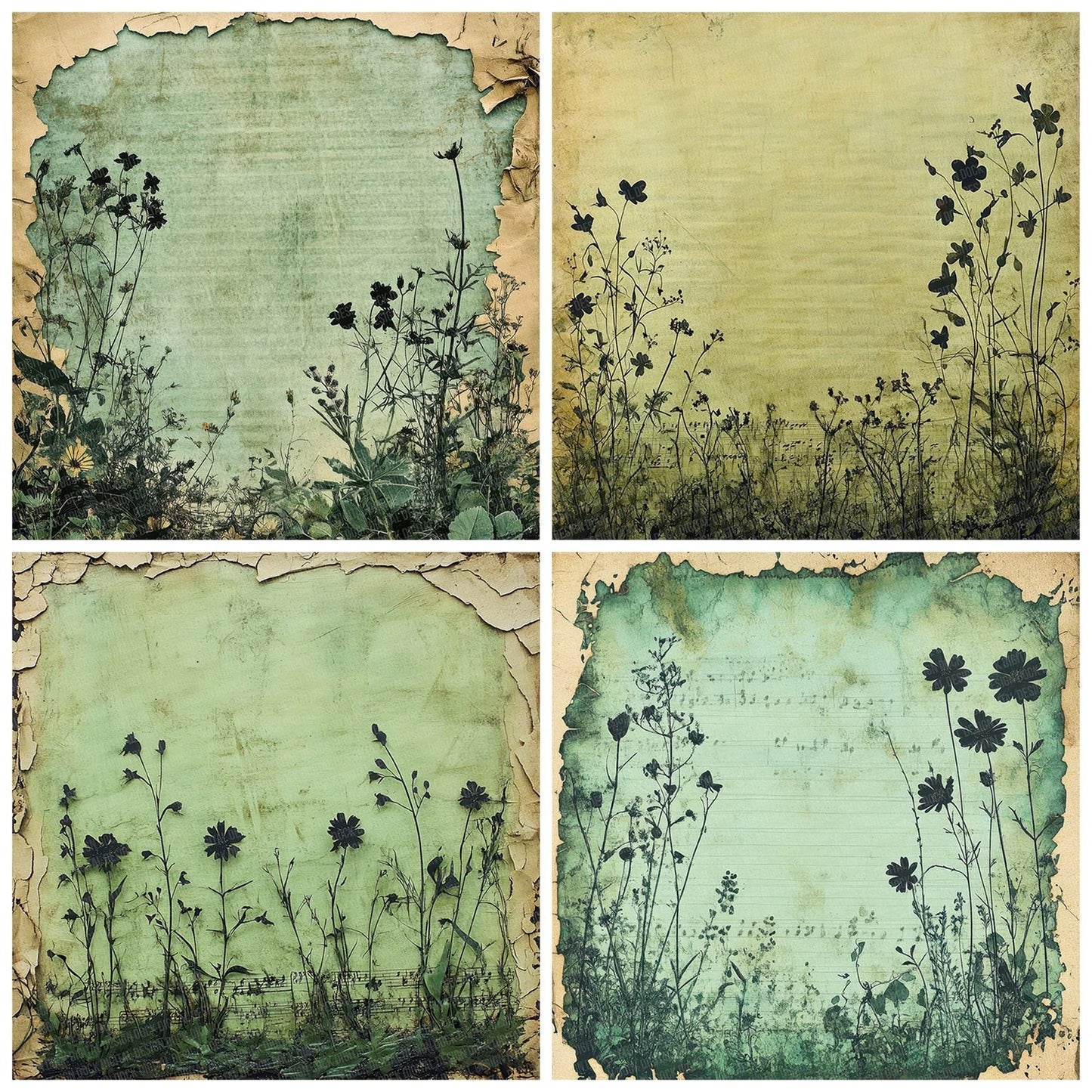 Moss Film Floral Fade Digital Paper Pack (DDD002608)