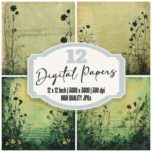 Moss Film Floral Fade Digital Paper Pack (DDD002608)