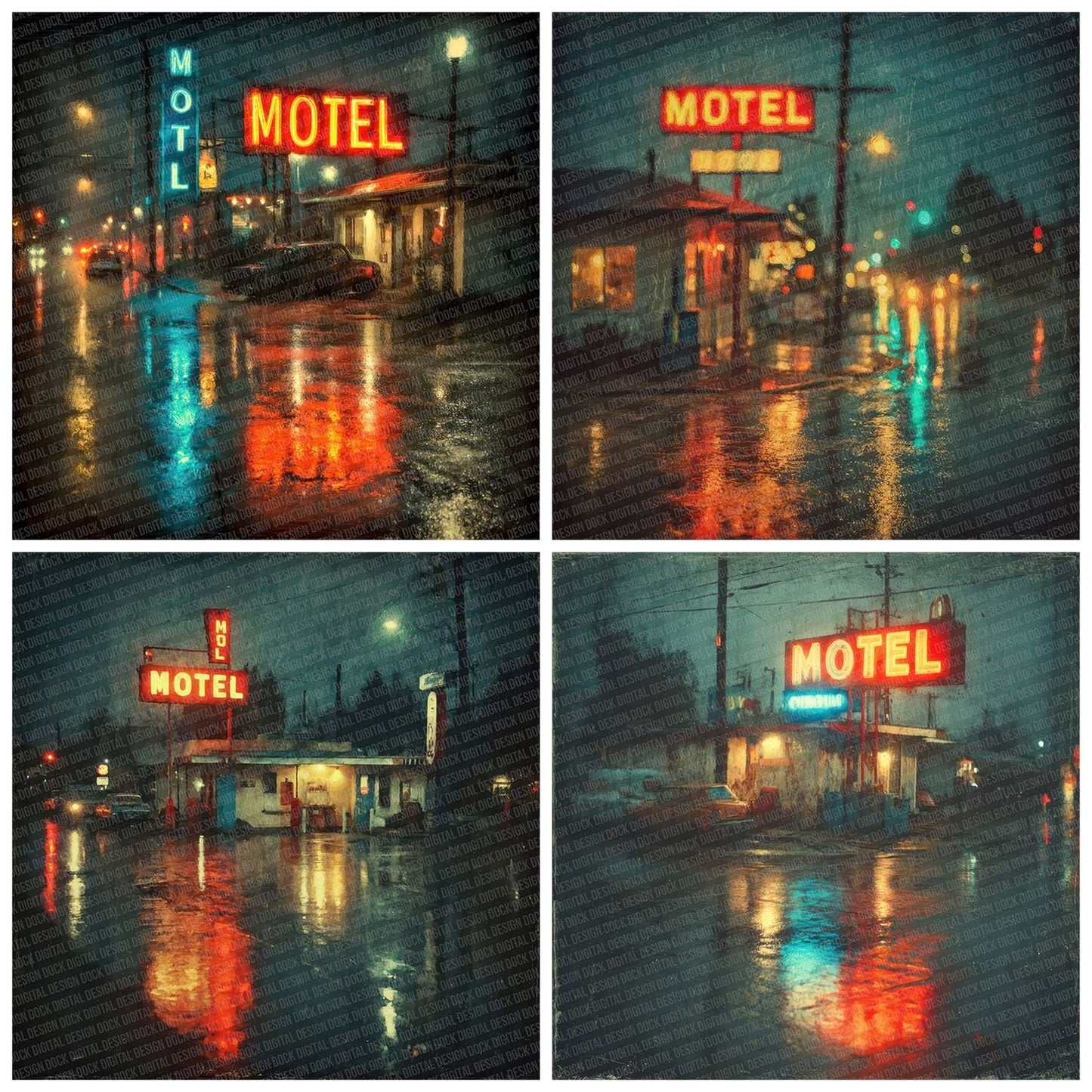 Motel Rain Reflection Digital Paper Pack (DDD002620)
