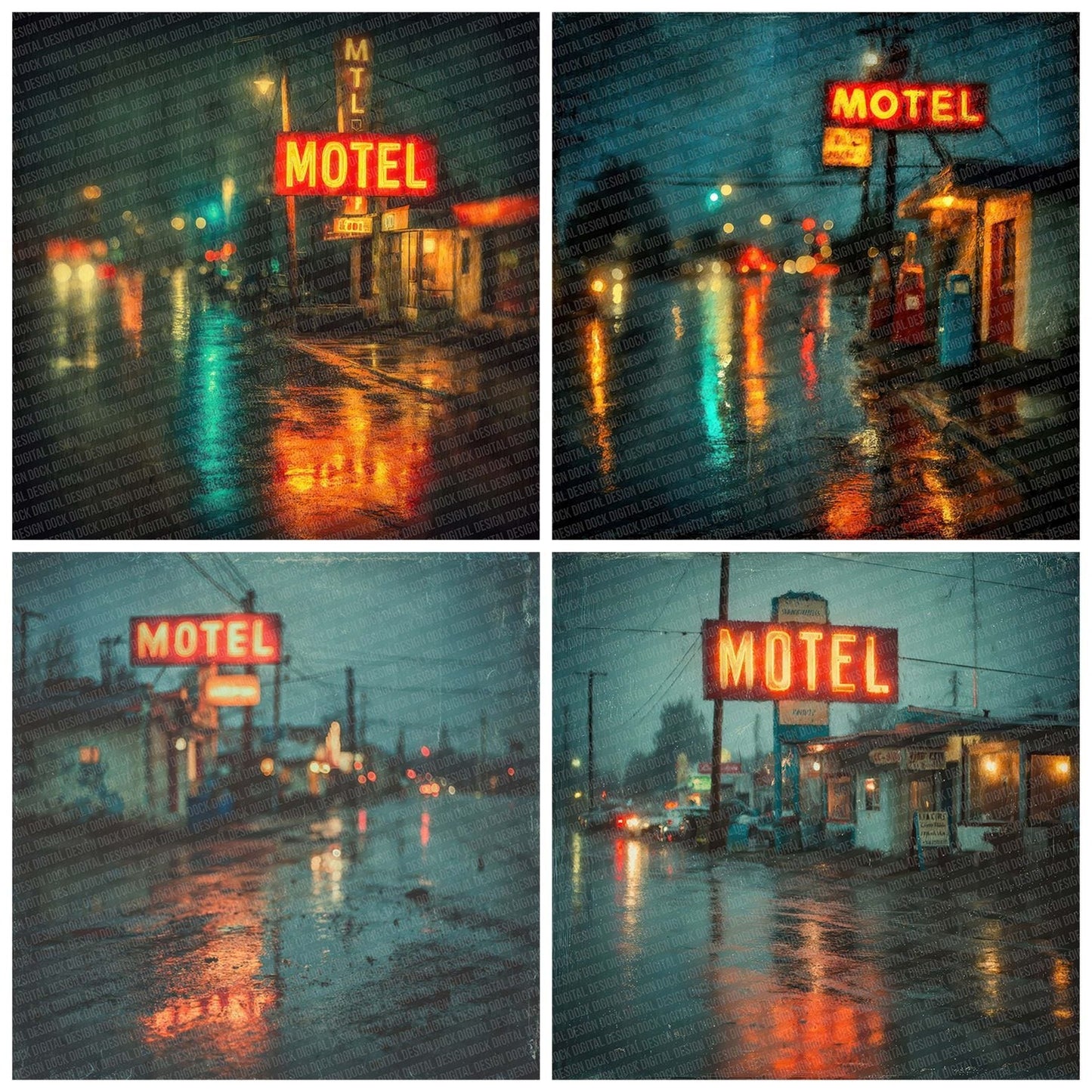 Motel Rain Reflection Digital Paper Pack (DDD002620)