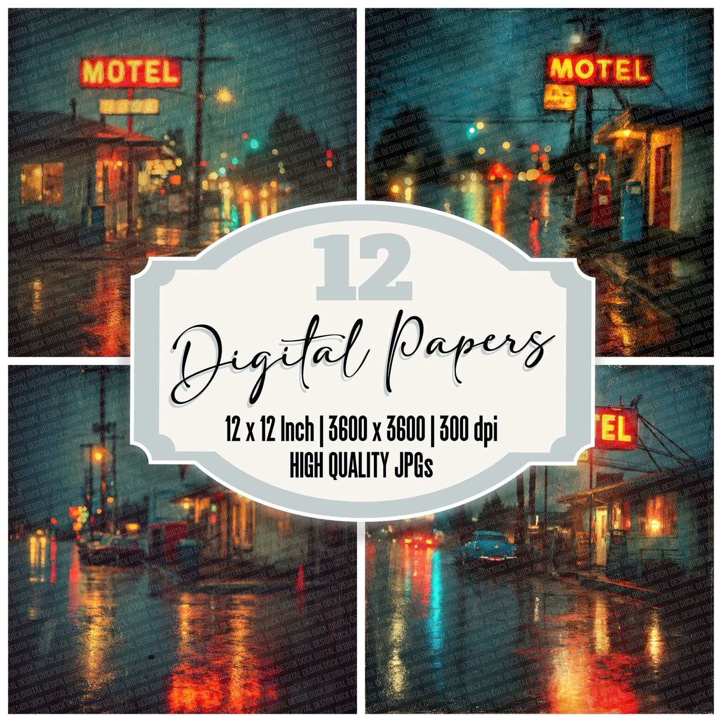 Motel Rain Reflection Digital Paper Pack (DDD002620)