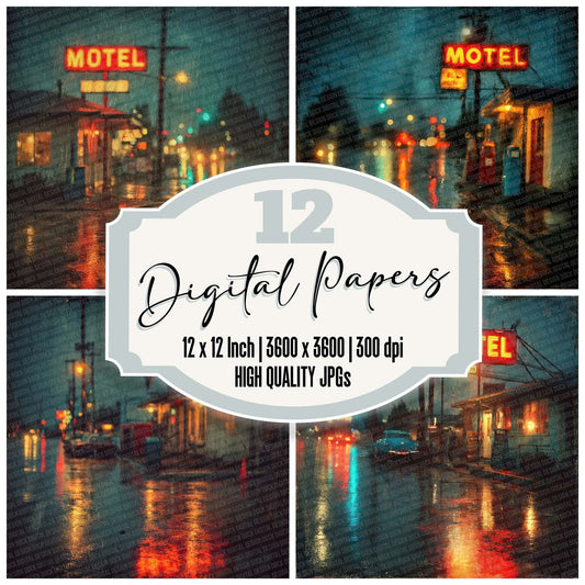 Motel Rain Reflection Digital Paper Pack (DDD002620)