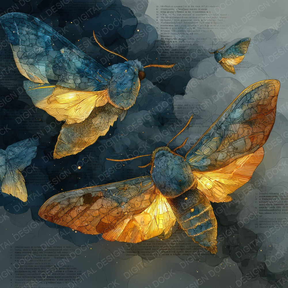 Moth Glass Charcoal Digital Paper Pack (DDD007680)