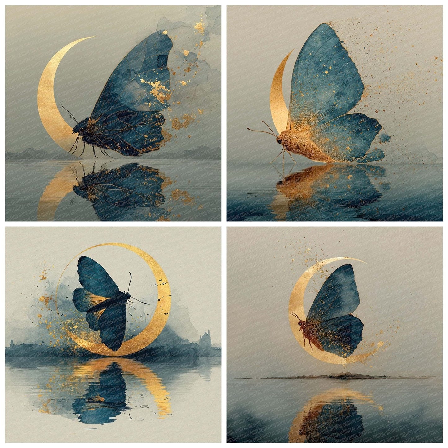 Moth Moon Reflection Digital Paper Pack (DDD007681)