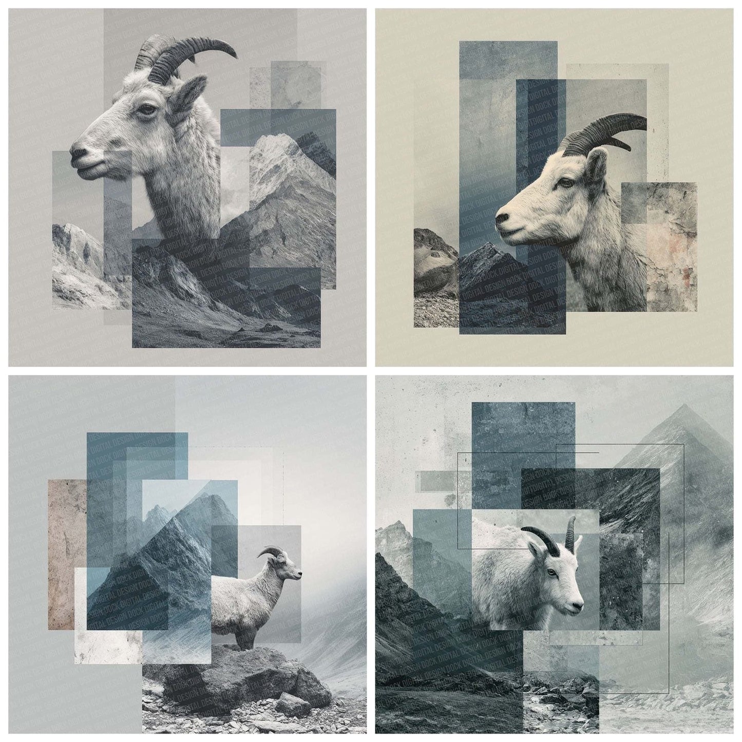 Mountain Goat Alpine Moodboard Digital Paper Pack (DDD002624)